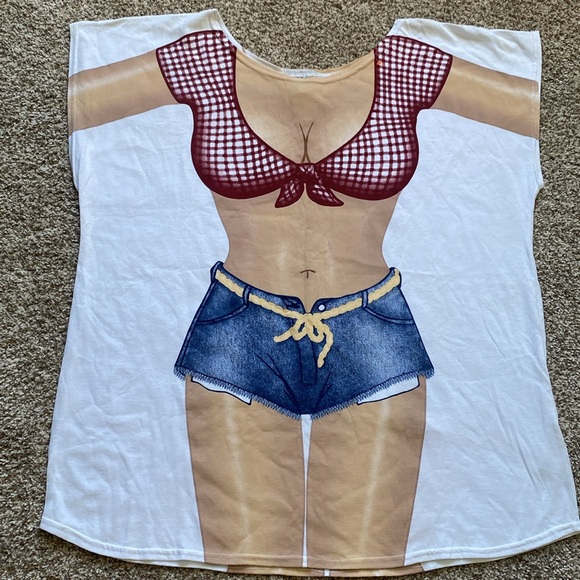VINTANGE COUNTRY GIRL BODY OVERSIZED T-SHIRT SWIMSUIT COVER-UP 🌟NWOT🌟 - Picture 2 of 11